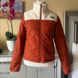 The North Face Women's Orange and white Sherpa Jacket XS